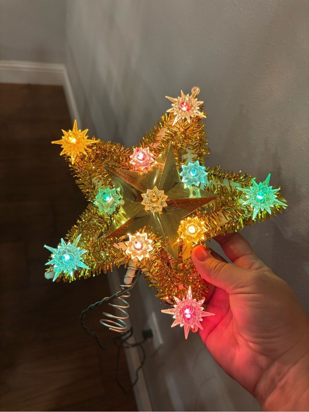 Vintage Yule Glo 11-Light Christmas Tree Top Star in Original Box Working Retro